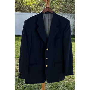 Dario Di Napoli Blazer Jacket Mens 42r Navy Blue Solid Wool Three old Buttons